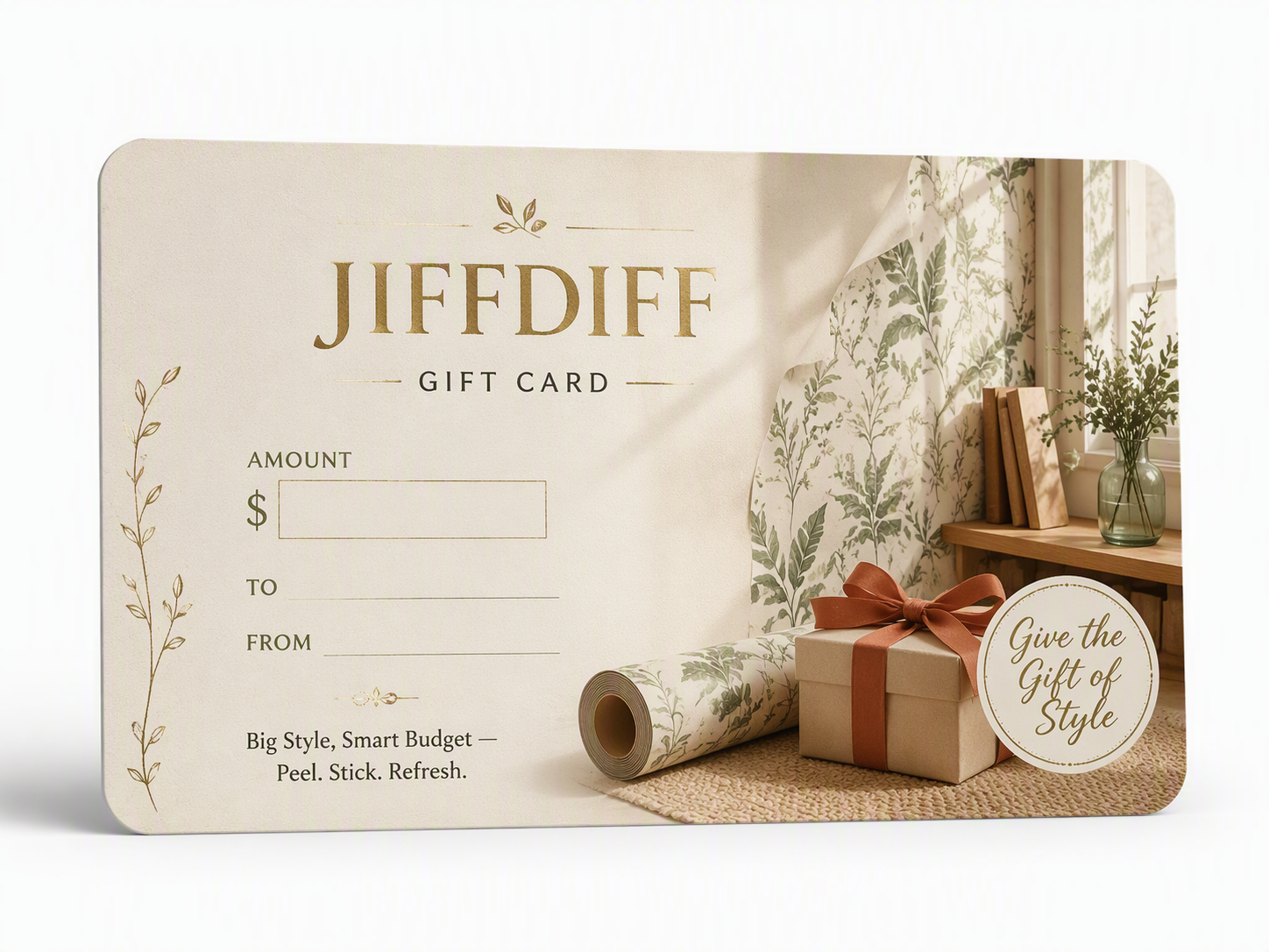 JIFFDIFF Gift Card — The Perfect Gift for Every Space